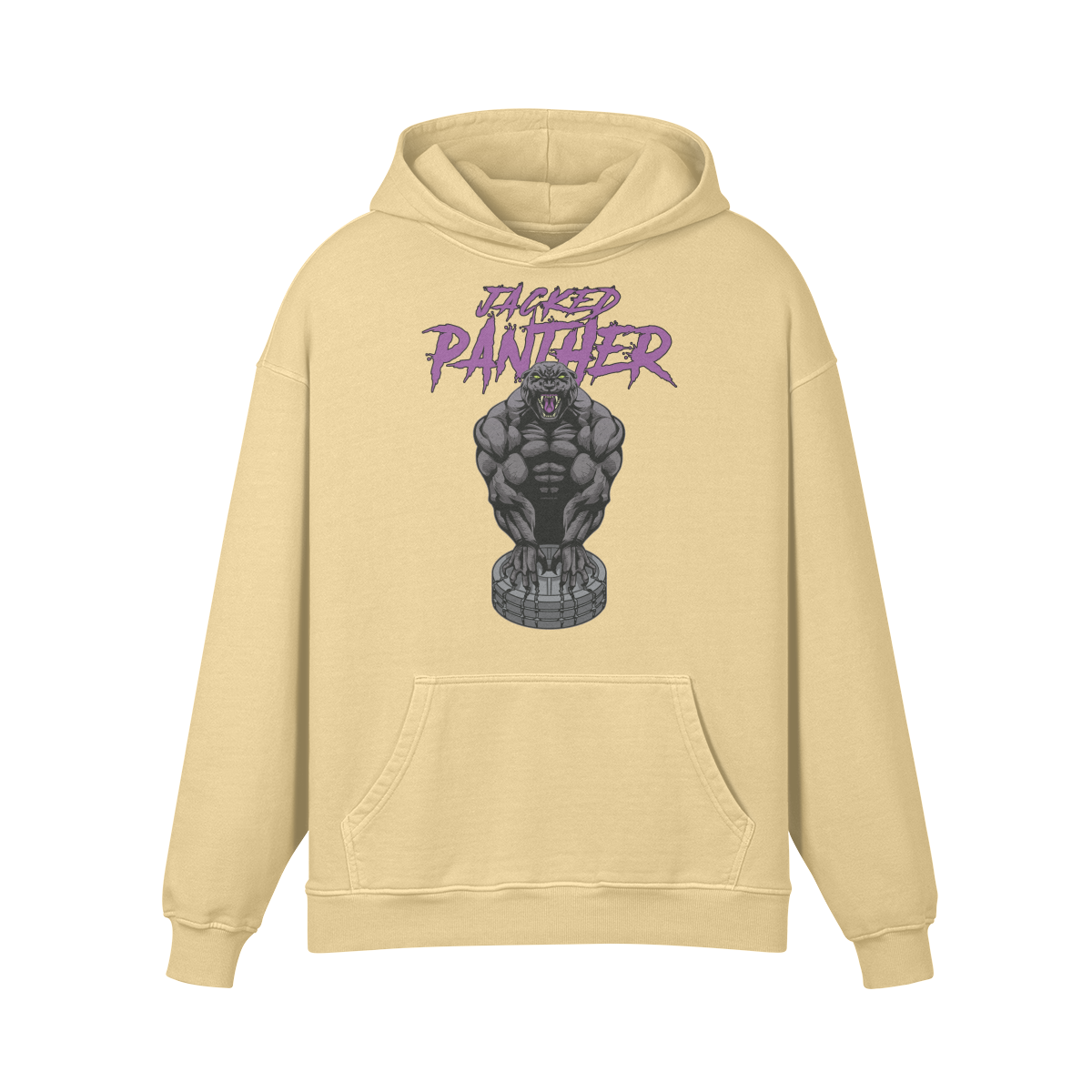 JACKED PANTHER- Oversized Hoodie-Desert Sand-League of Lifters