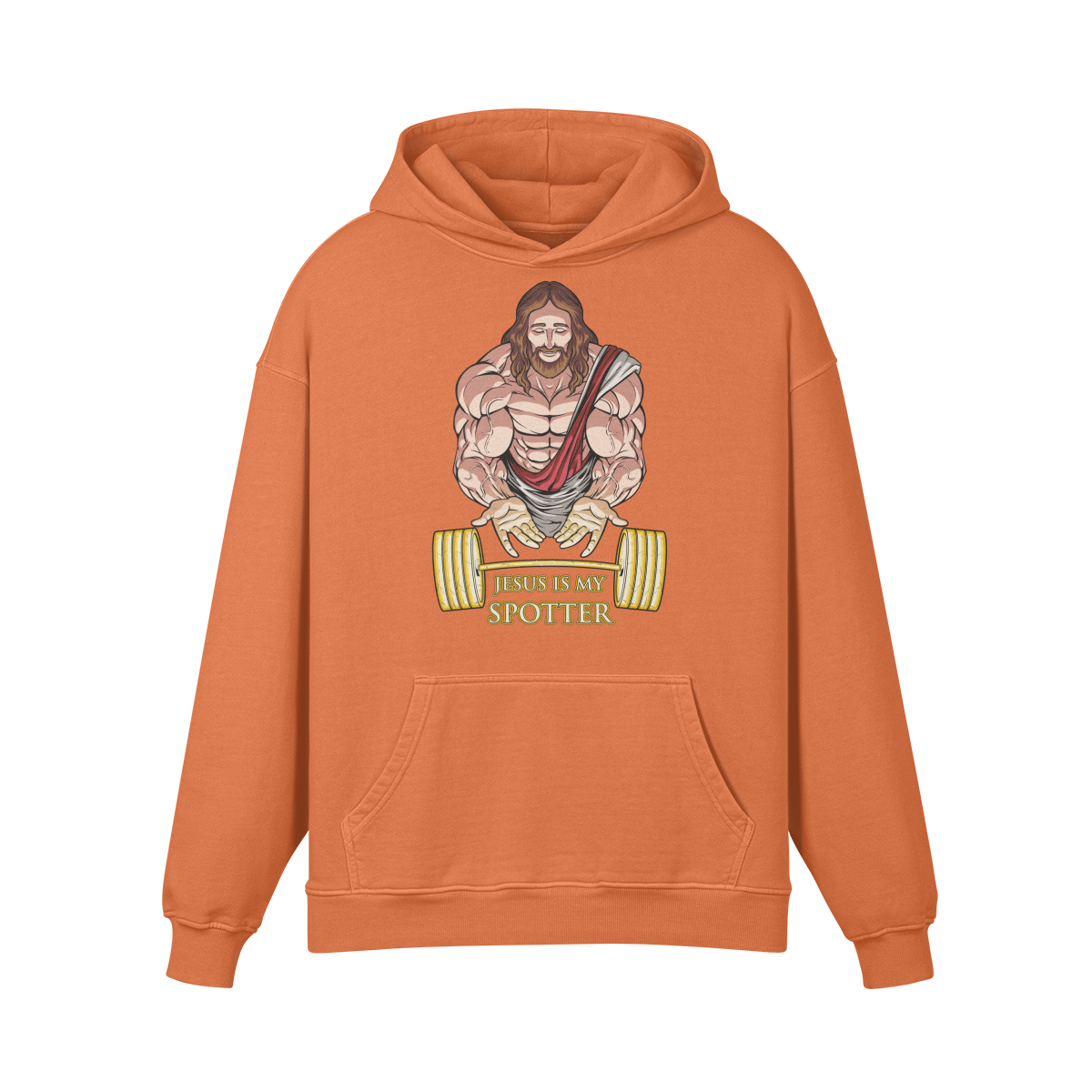 JESUS IS MY SPOTTER- Oversized Hoodie-Copper Red-League of Lifters