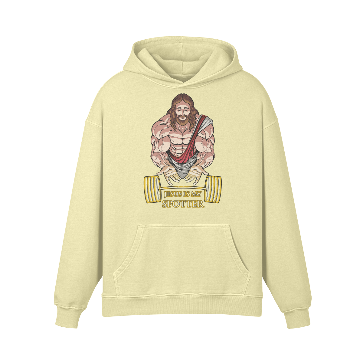 JESUS IS MY SPOTTER- Oversized Hoodie-Pale Spring Bud-League of Lifters