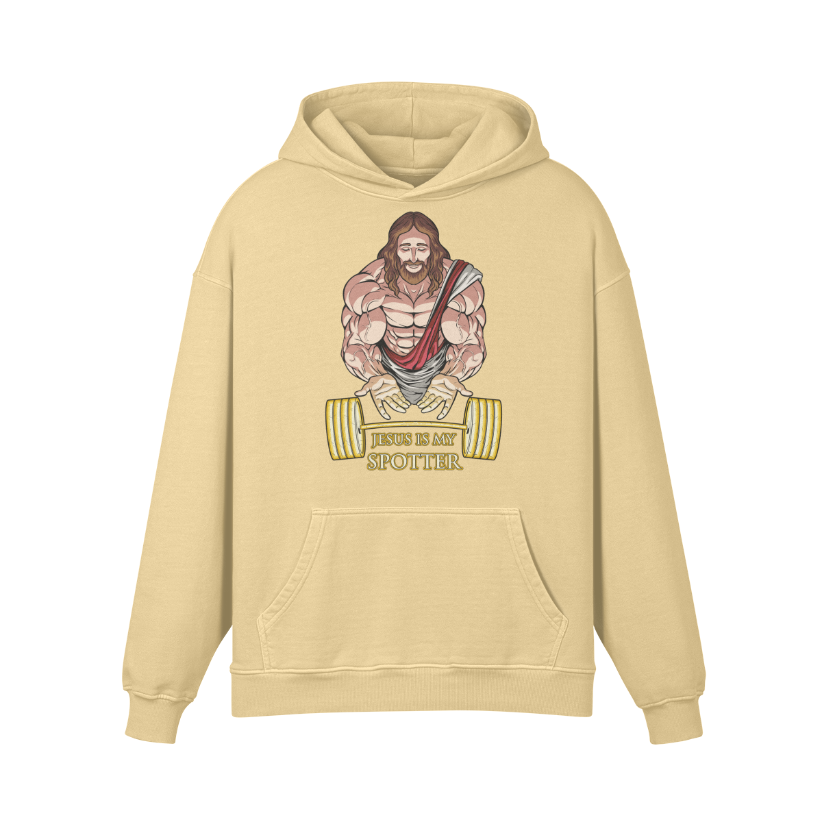 JESUS IS MY SPOTTER- Oversized Hoodie-Desert Sand-League of Lifters