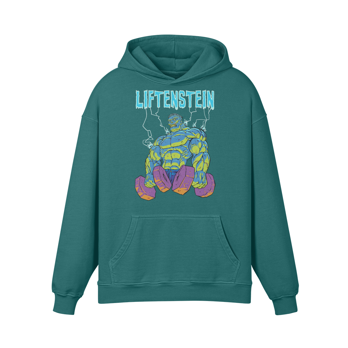 LIFTENSTEIN- Oversized Hoodie-Blueish Green-League of Lifters