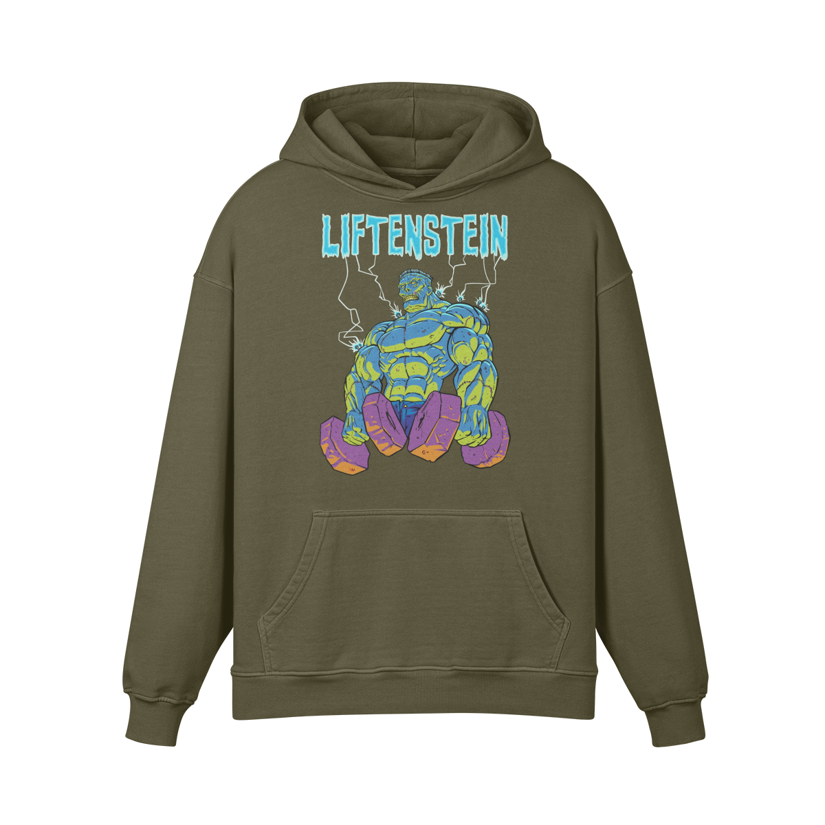 LIFTENSTEIN- Oversized Hoodie-Olive Green-League of Lifters
