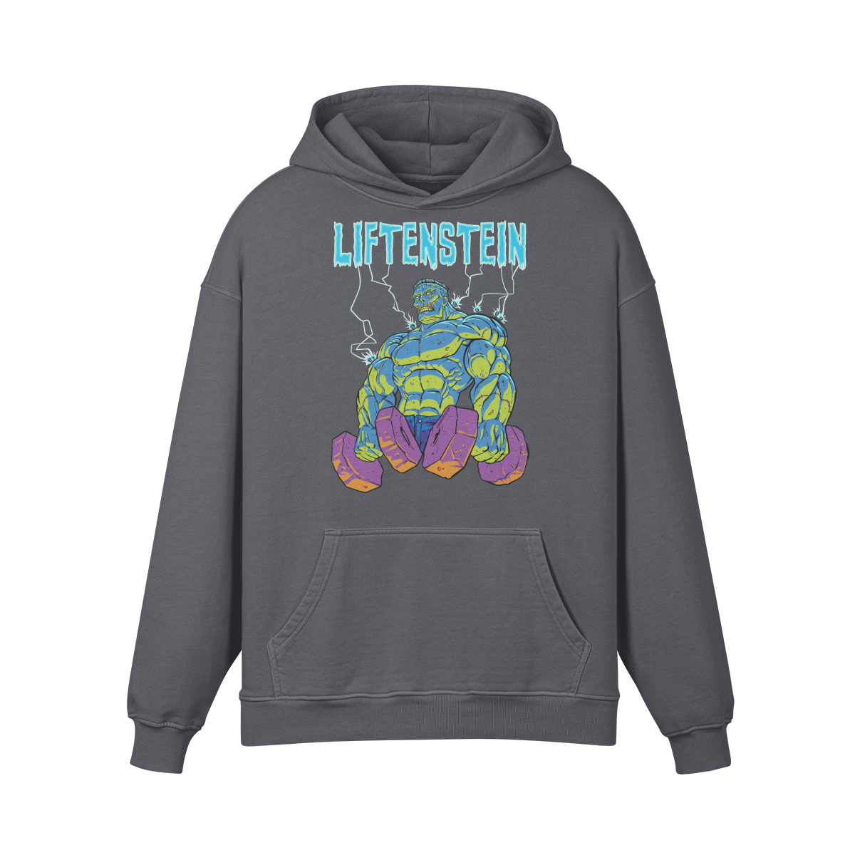LIFTENSTEIN- Oversized Hoodie-Carbon Gray-League of Lifters