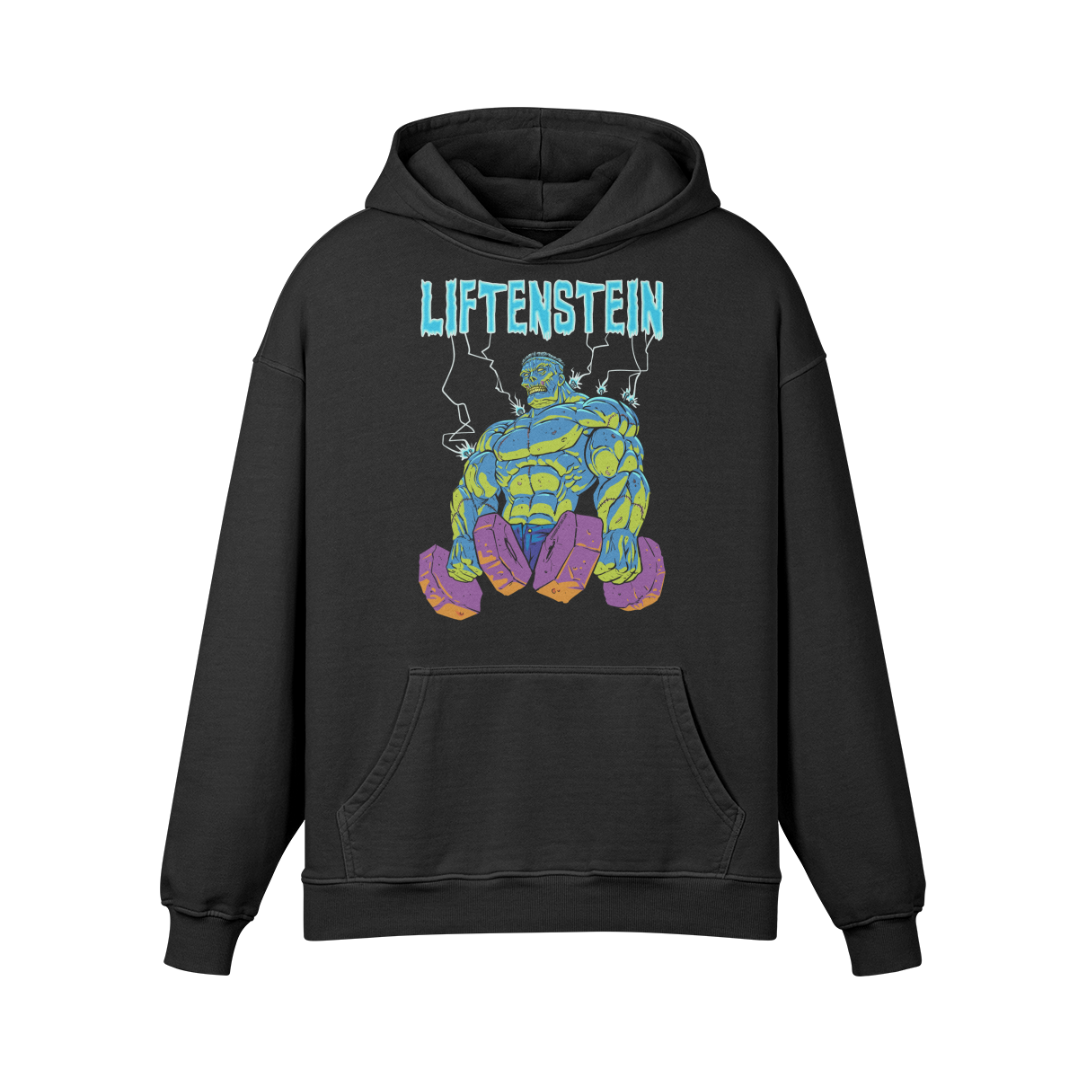 LIFTENSTEIN- Oversized Hoodie-Faded Black-League of Lifters