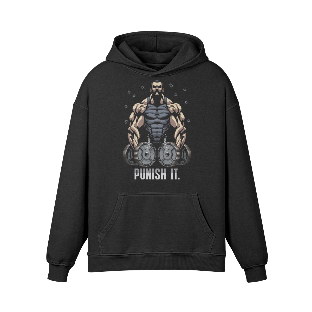 PUNISH IT- Oversized Hoodie-Faded Black-League of Lifters