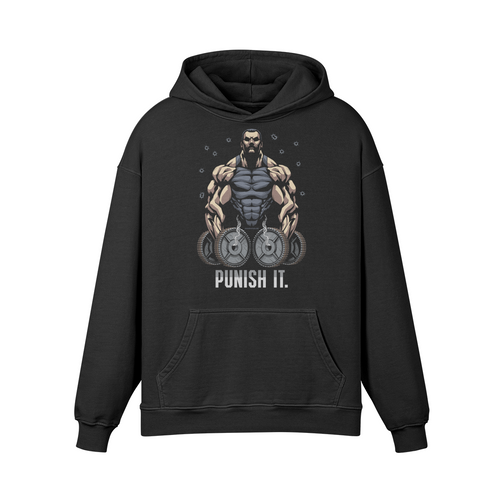 PUNISH IT- Oversized Hoodie-Faded Black-League of Lifters