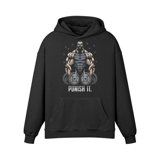 PUNISH IT- Oversized Hoodie-Faded Black-League of Lifters