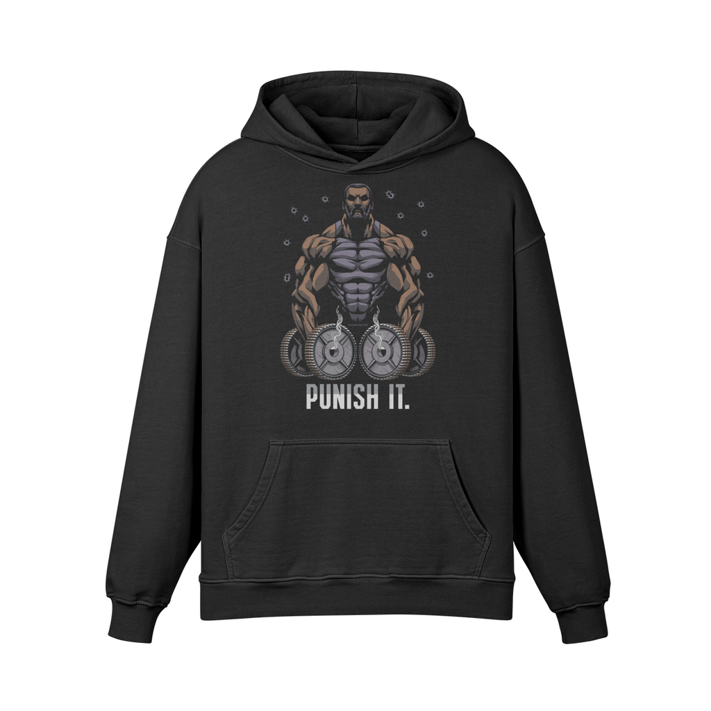 PUNISH IT (BEARD)- Oversized Hoodie-Faded Black-League of Lifters