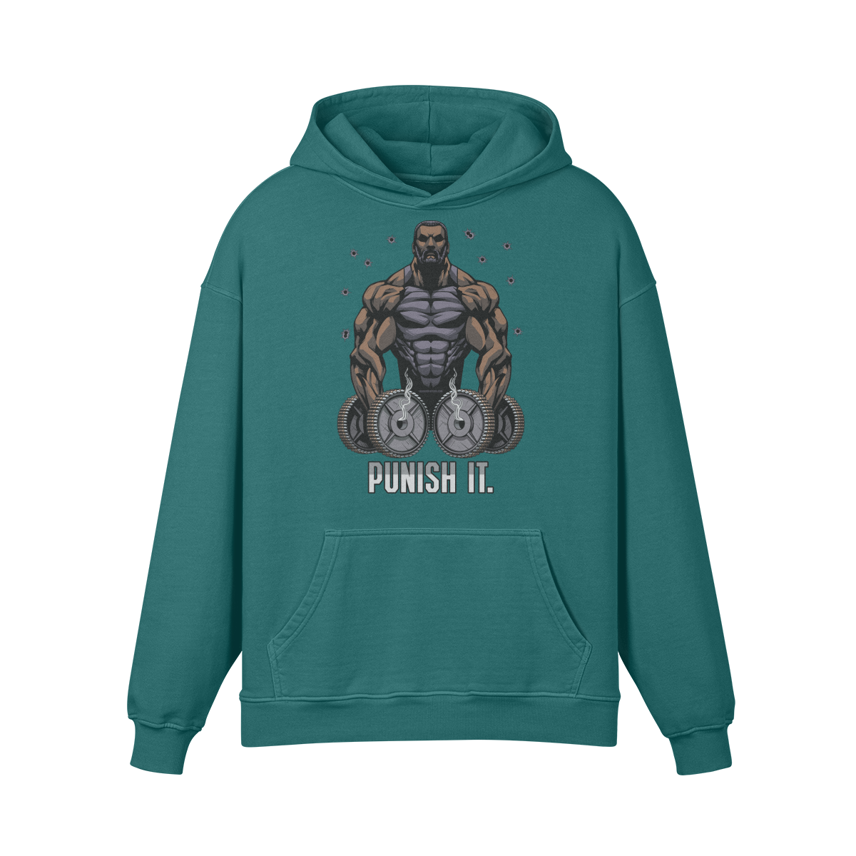 PUNISH IT (BEARD)- Oversized Hoodie-Blueish Green-League of Lifters