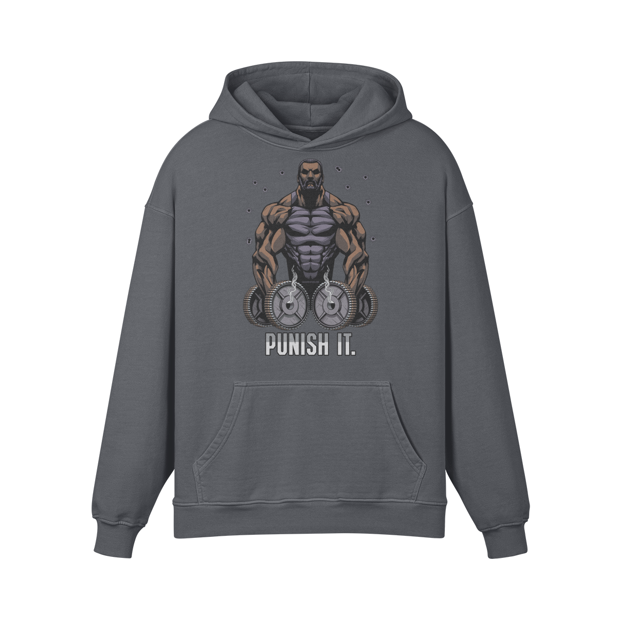 PUNISH IT (BEARD)- Oversized Hoodie-Carbon Gray-League of Lifters