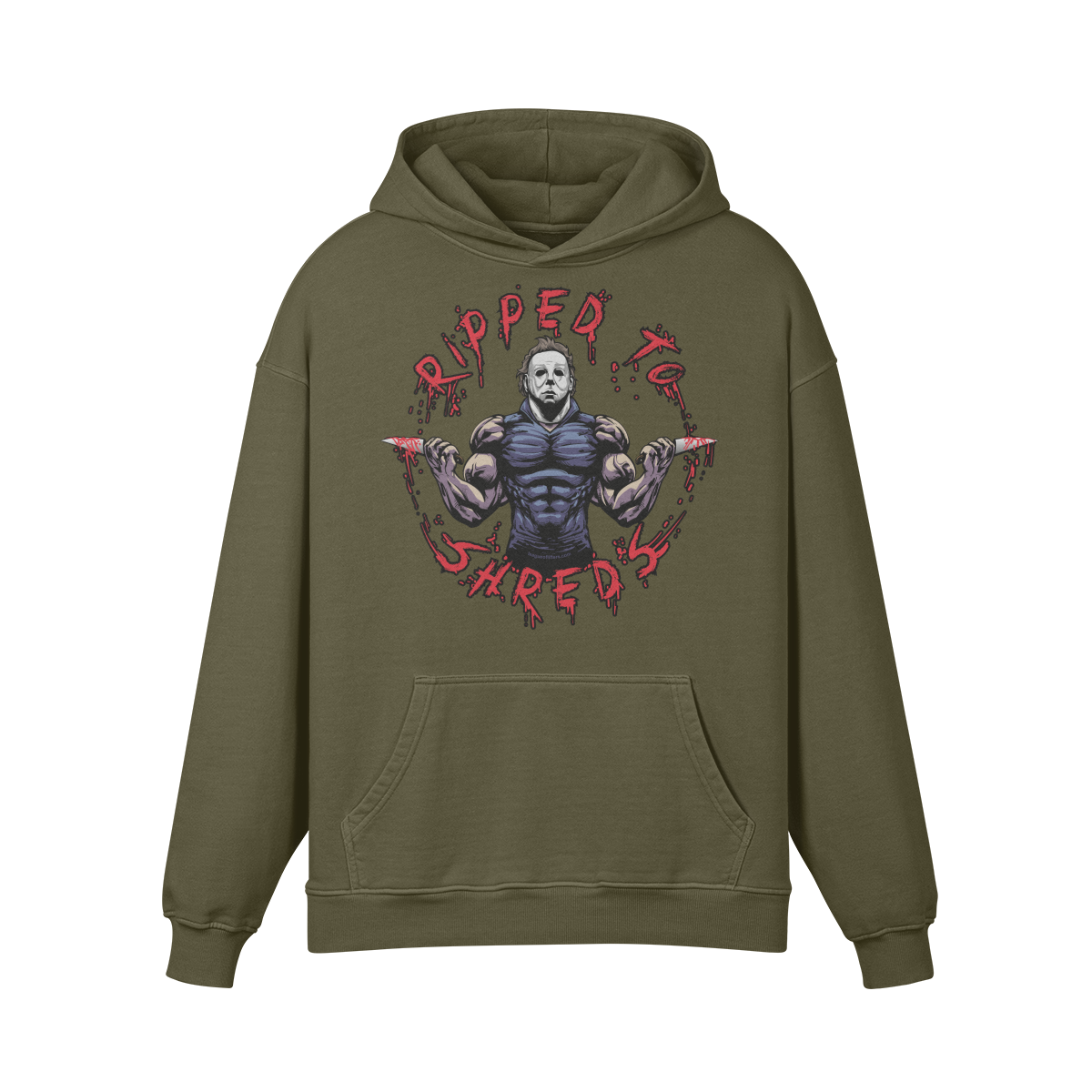 RIPPED TO SHREDS- Oversized Hoodie-Olive Green-League of Lifters