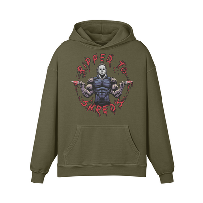 RIPPED TO SHREDS- Oversized Hoodie-Olive Green-League of Lifters