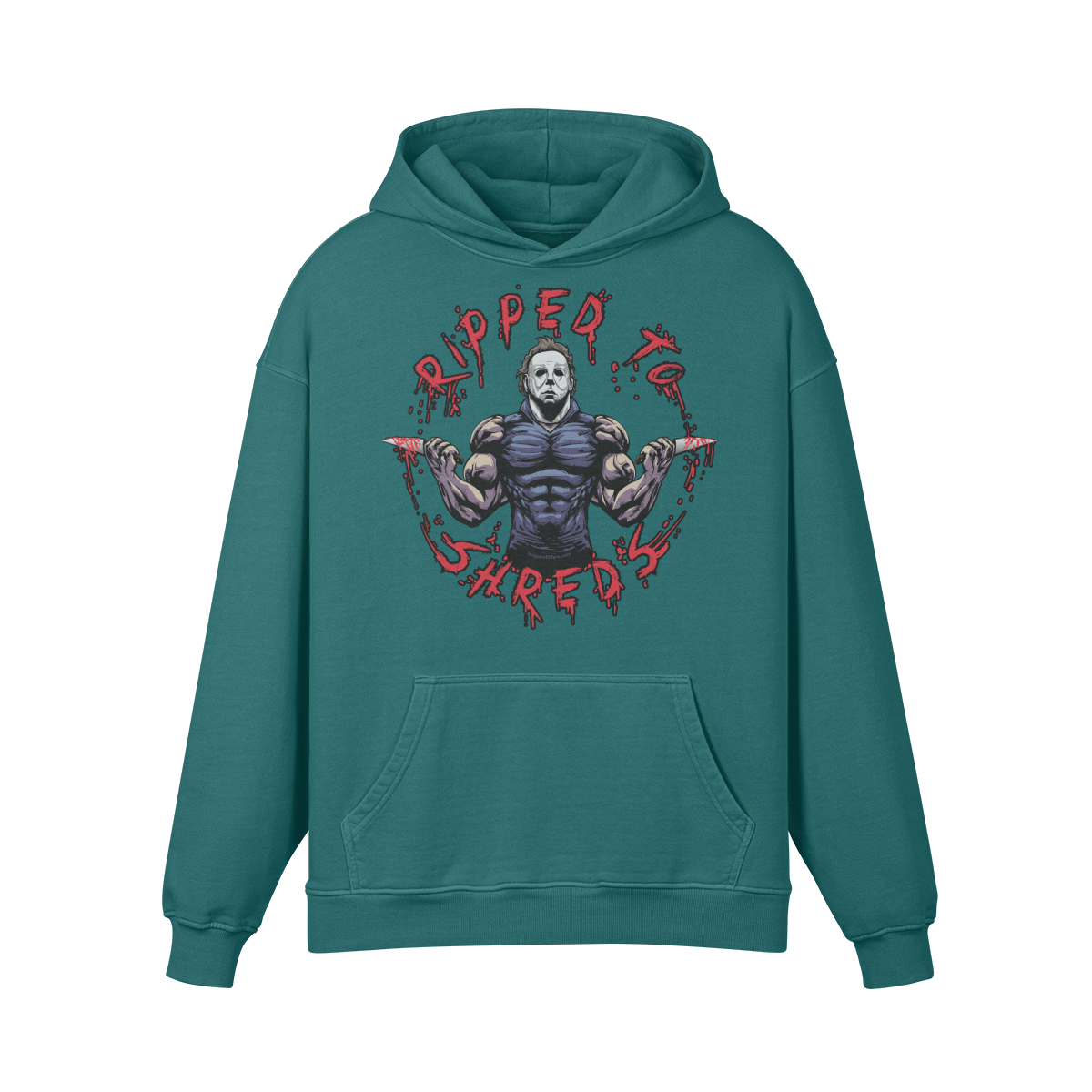 RIPPED TO SHREDS- Oversized Hoodie-Blueish Green-League of Lifters