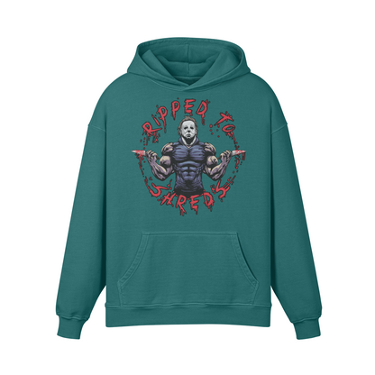RIPPED TO SHREDS- Oversized Hoodie-Blueish Green-League of Lifters
