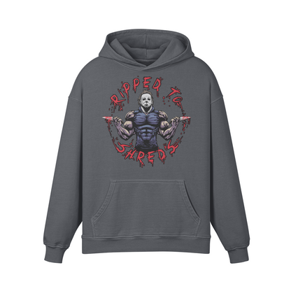 RIPPED TO SHREDS- Oversized Hoodie-Carbon Gray-League of Lifters
