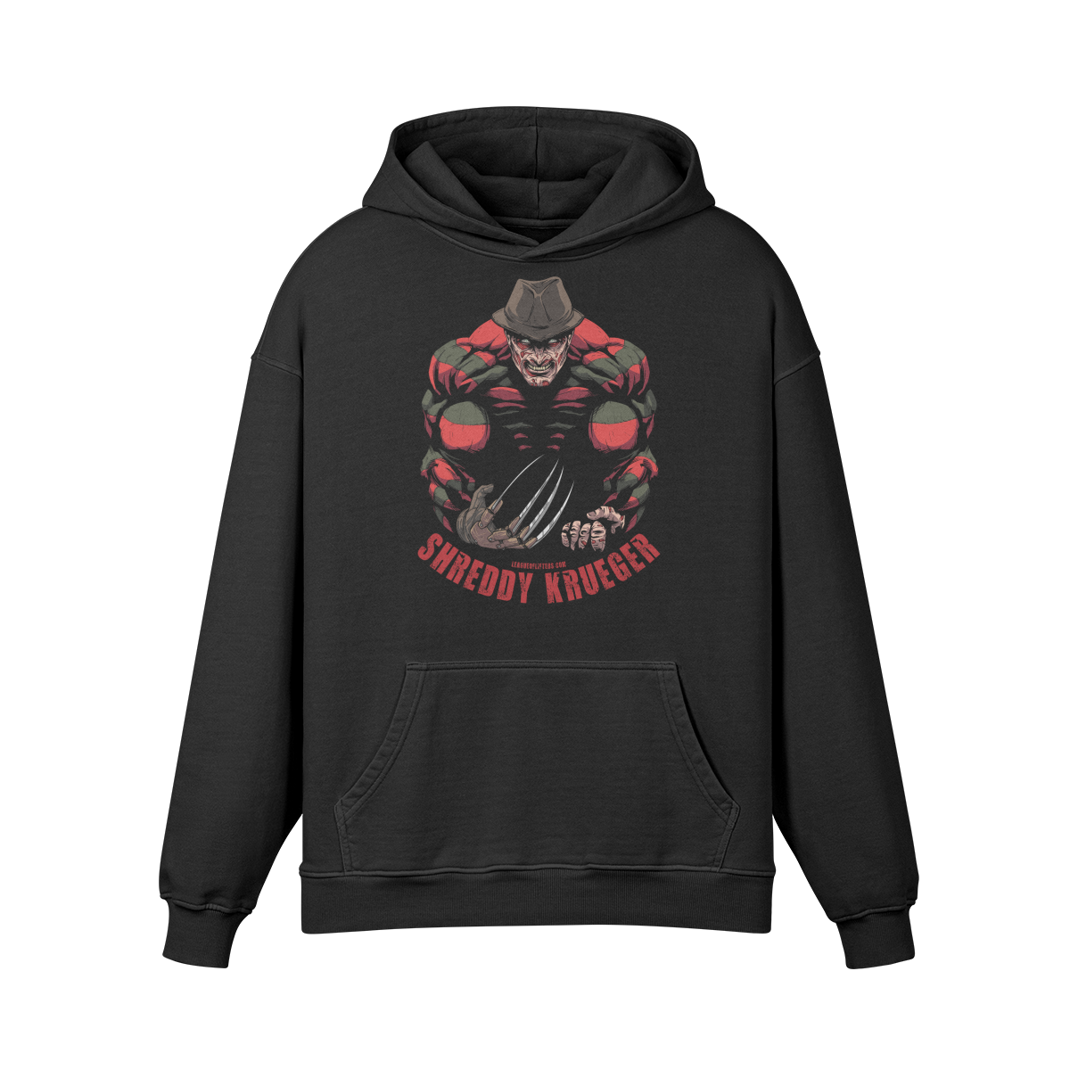 SHREDDY KRUEGER- Oversized Hoodie-Faded Black-League of Lifters