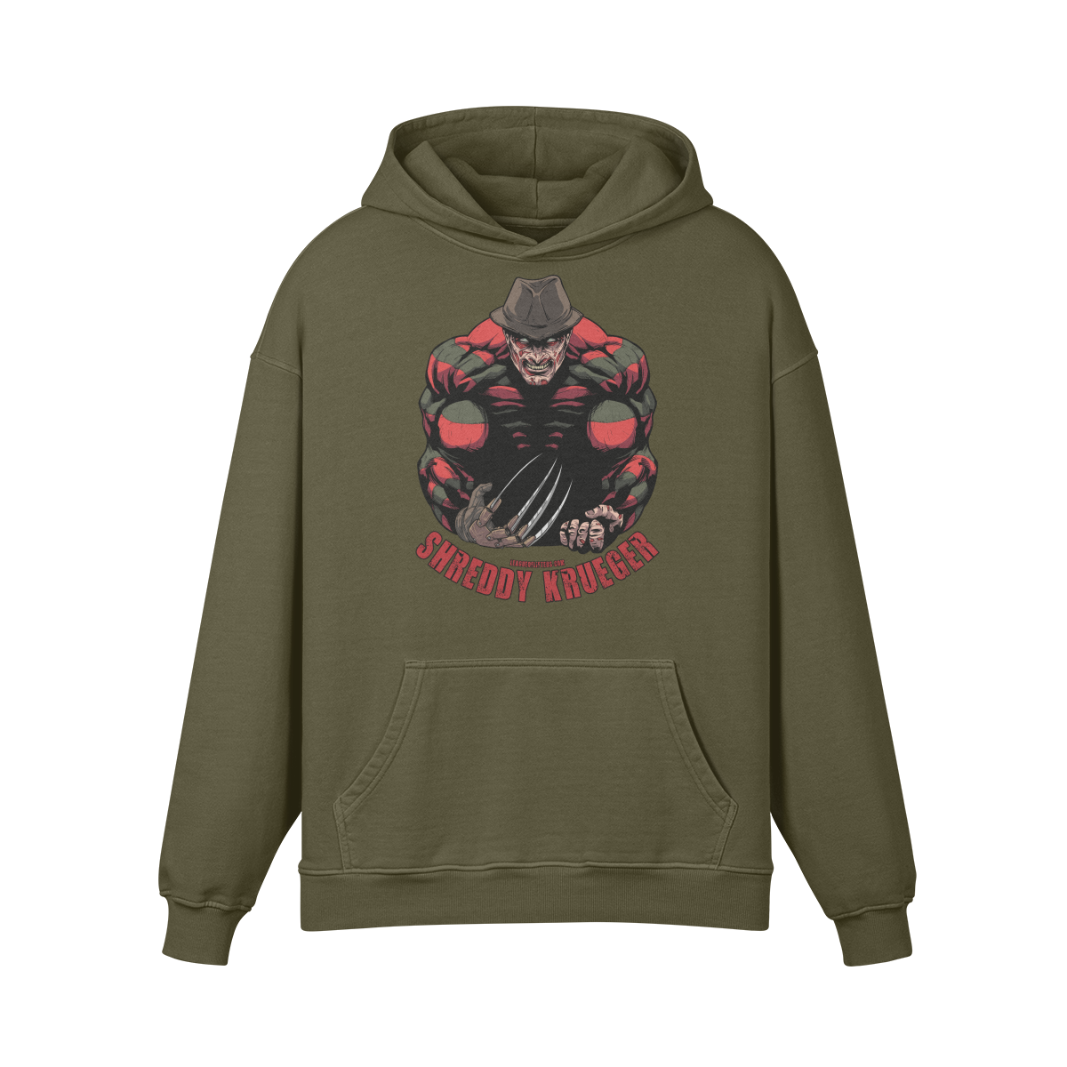 SHREDDY KRUEGER- Oversized Hoodie-Olive Green-League of Lifters