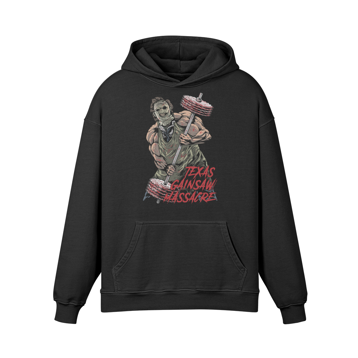 TEXAS GAINSAW MASSACRE- Oversized Hoodie-Faded Black-League of Lifters