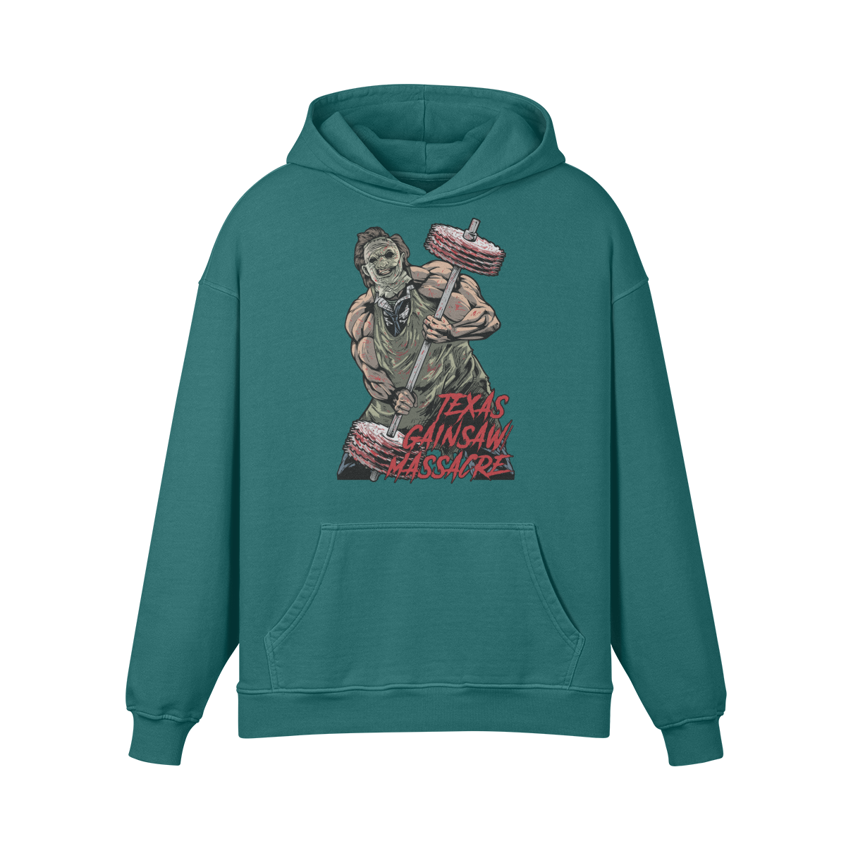 TEXAS GAINSAW MASSACRE- Oversized Hoodie-Blueish Green-League of Lifters