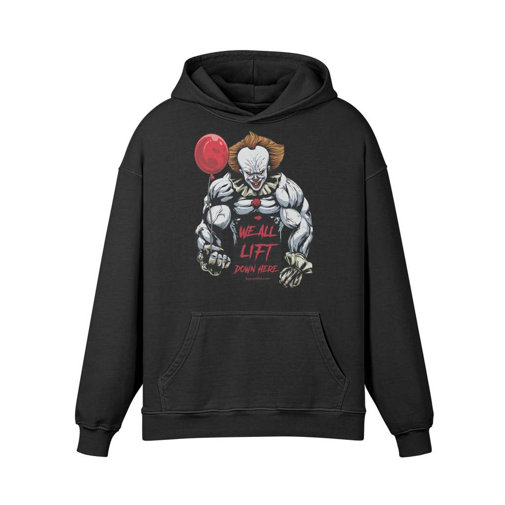 WE ALL LIFT DOWN HERE (BALLOON)- Oversized Hoodie-Faded Black-League of Lifters