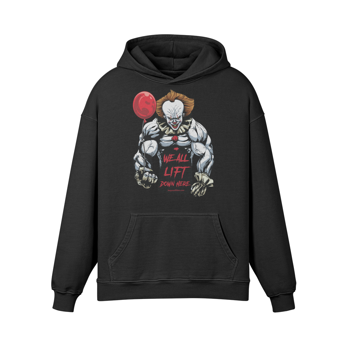 WE ALL LIFT DOWN HERE (BALLOON)- Oversized Hoodie-Faded Black-League of Lifters