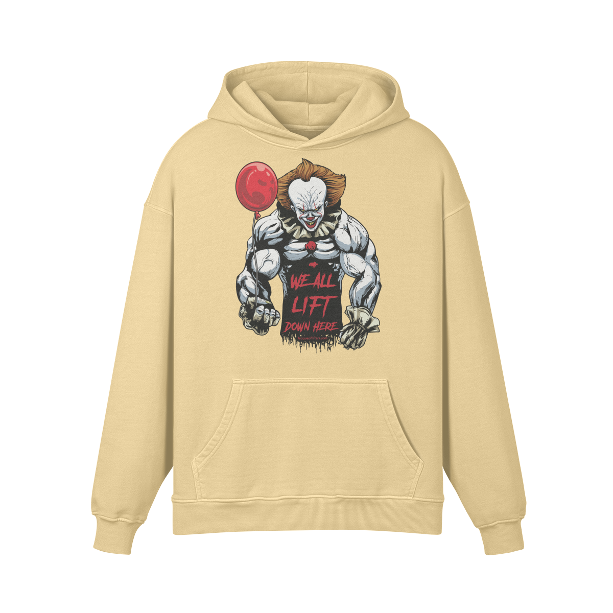 WE ALL LIFT DOWN HERE (BALLOON)- Oversized Hoodie-Desert Sand-League of Lifters