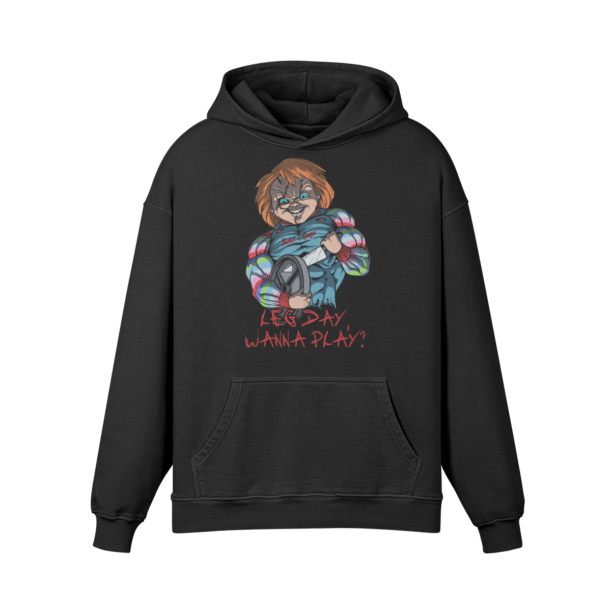 LEG DAY WANNA PLAY?- Oversized Hoodie-Faded Black-League of Lifters