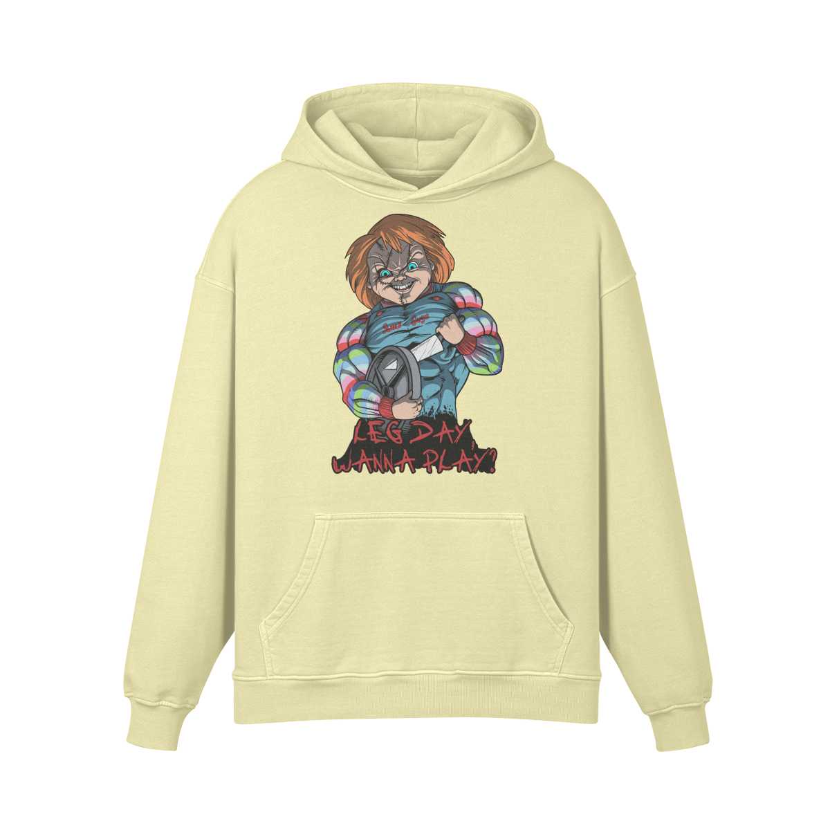 LEG DAY WANNA PLAY?- Oversized Hoodie-Pale Spring Bud-League of Lifters