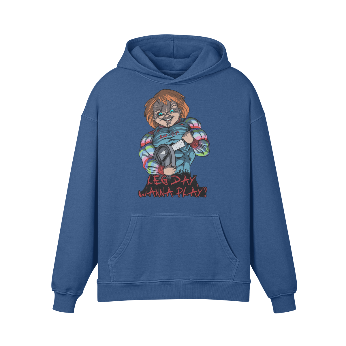 LEG DAY WANNA PLAY?- Oversized Hoodie-Kashmir Blue-League of Lifters