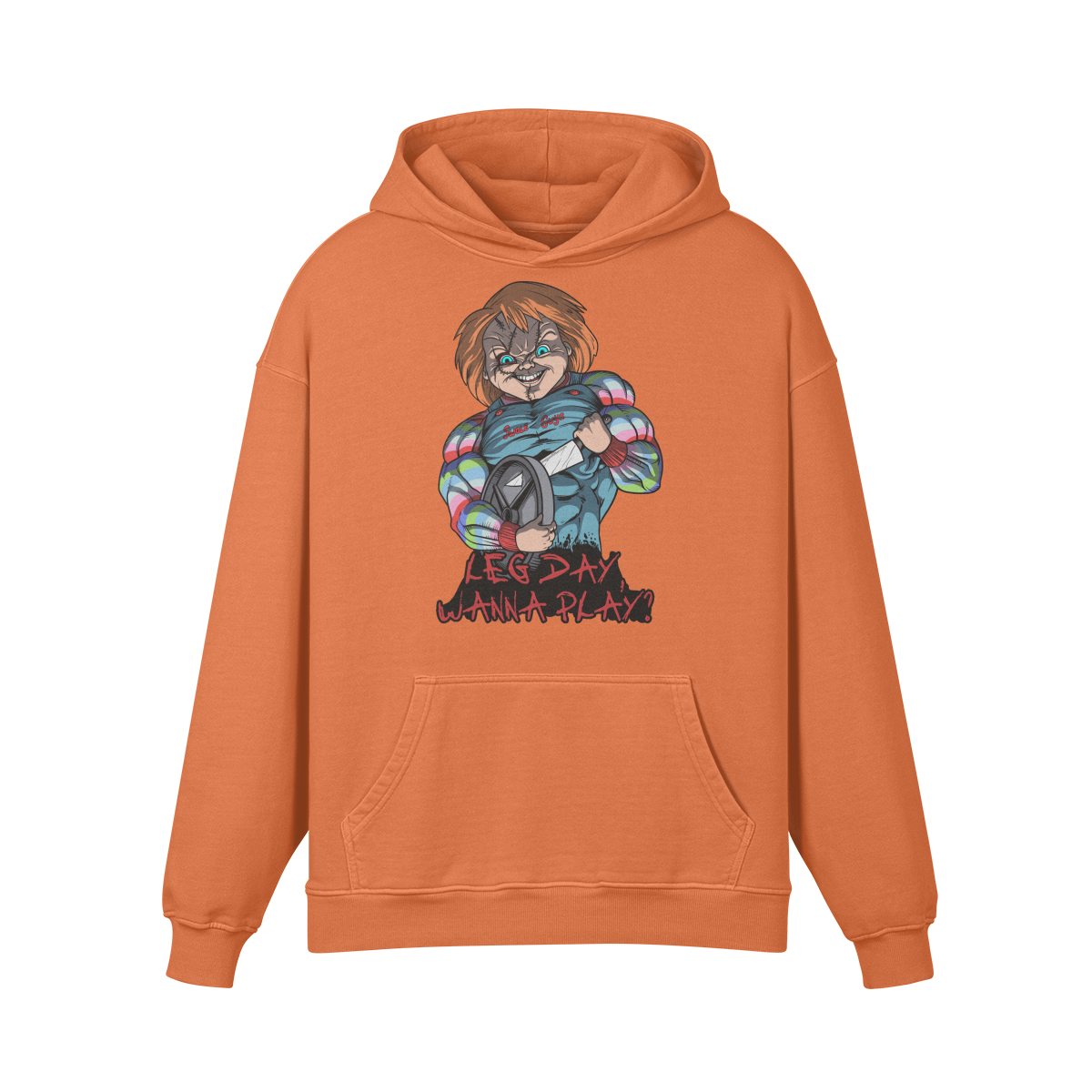 LEG DAY WANNA PLAY?- Oversized Hoodie-Copper Red-League of Lifters