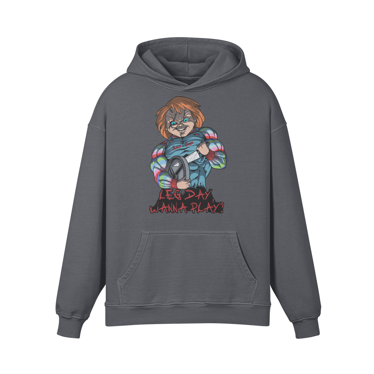 LEG DAY WANNA PLAY?- Oversized Hoodie-Carbon Gray-League of Lifters