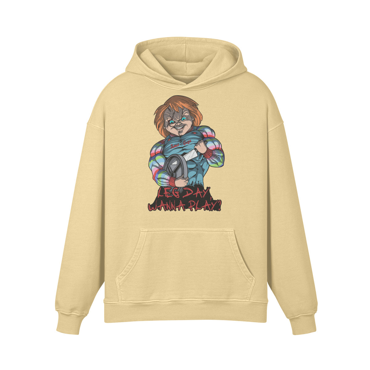 LEG DAY WANNA PLAY?- Oversized Hoodie-Desert Sand-League of Lifters