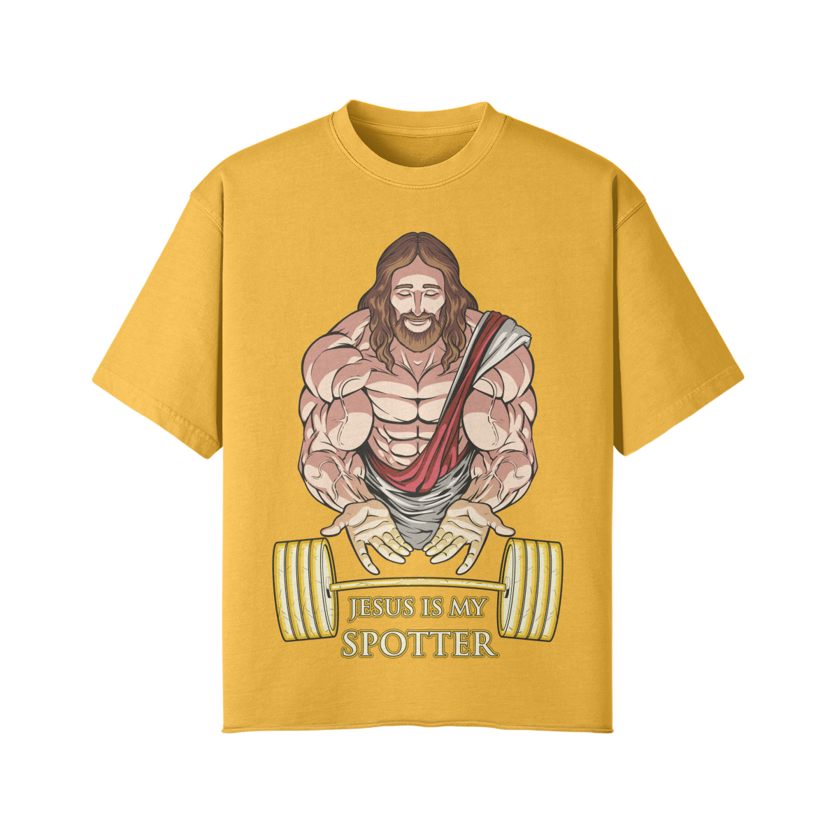 JESUS IS MY SPOTTER- Pump Top-Vintage Yellow-League of Lifters