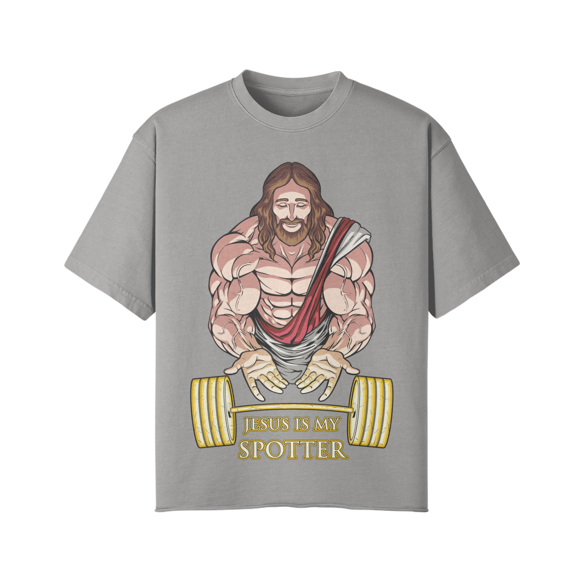 JESUS IS MY SPOTTER- Pump Top-Light Gray-League of Lifters