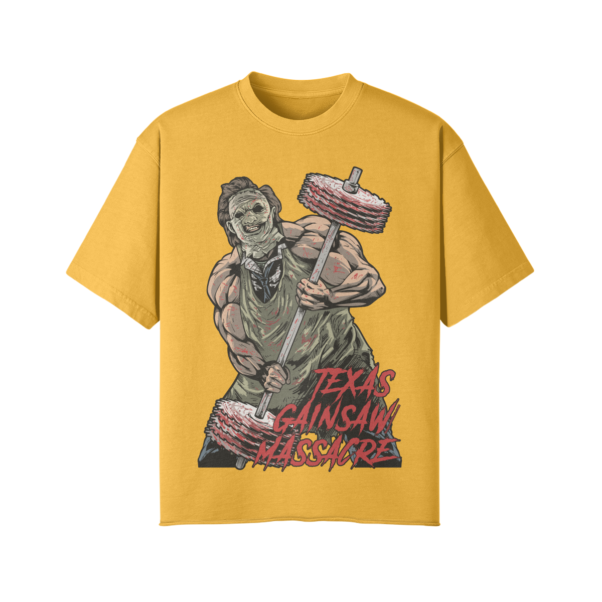 TEXAS GAINSAW MASSACRE- Pump Top-Vintage Yellow-League of Lifters