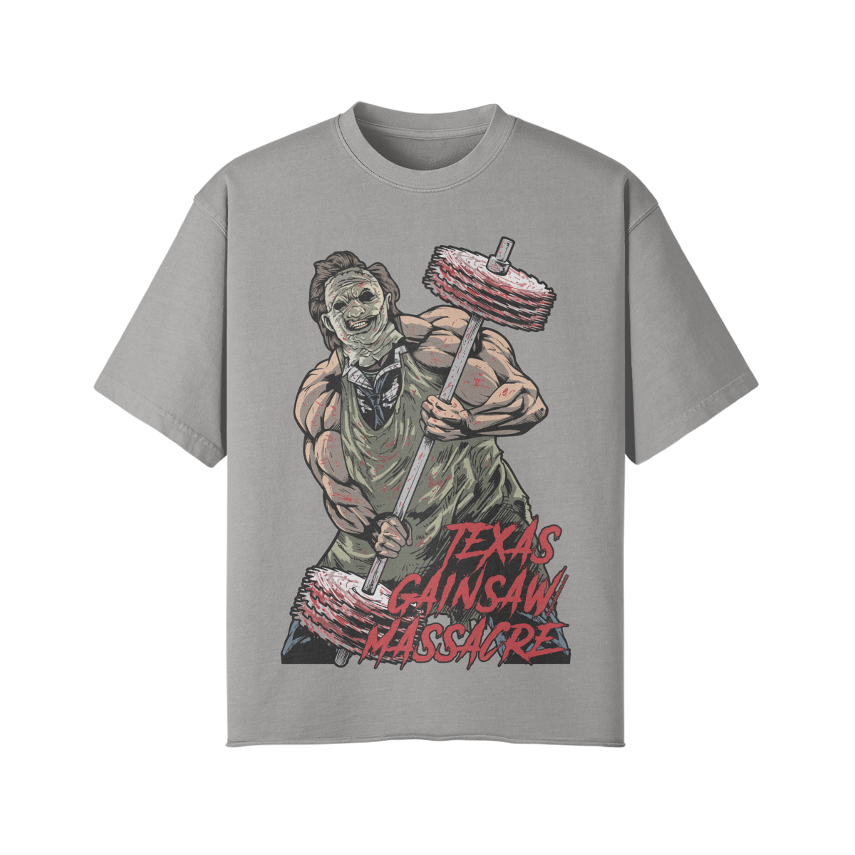TEXAS GAINSAW MASSACRE- Pump Top-Light Gray-League of Lifters