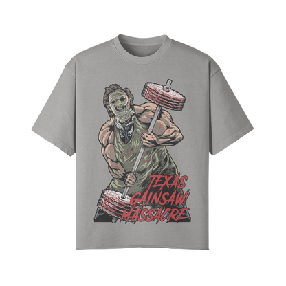 TEXAS GAINSAW MASSACRE- Pump Top-Light Gray-League of Lifters