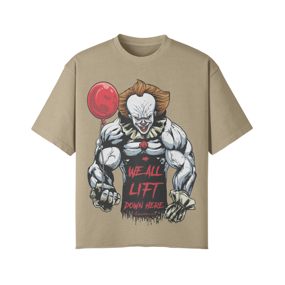 WE ALL LIFT DOWN HERE (BALLOON)- Pump Top-Khaki-League of Lifters