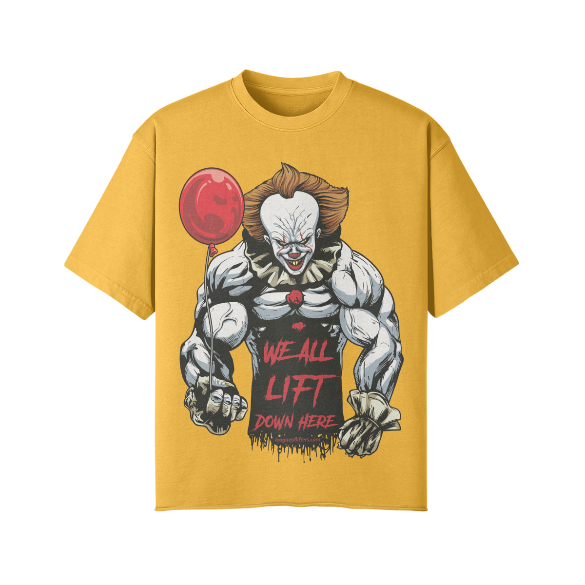 WE ALL LIFT DOWN HERE (BALLOON)- Pump Top-Vintage Yellow-League of Lifters