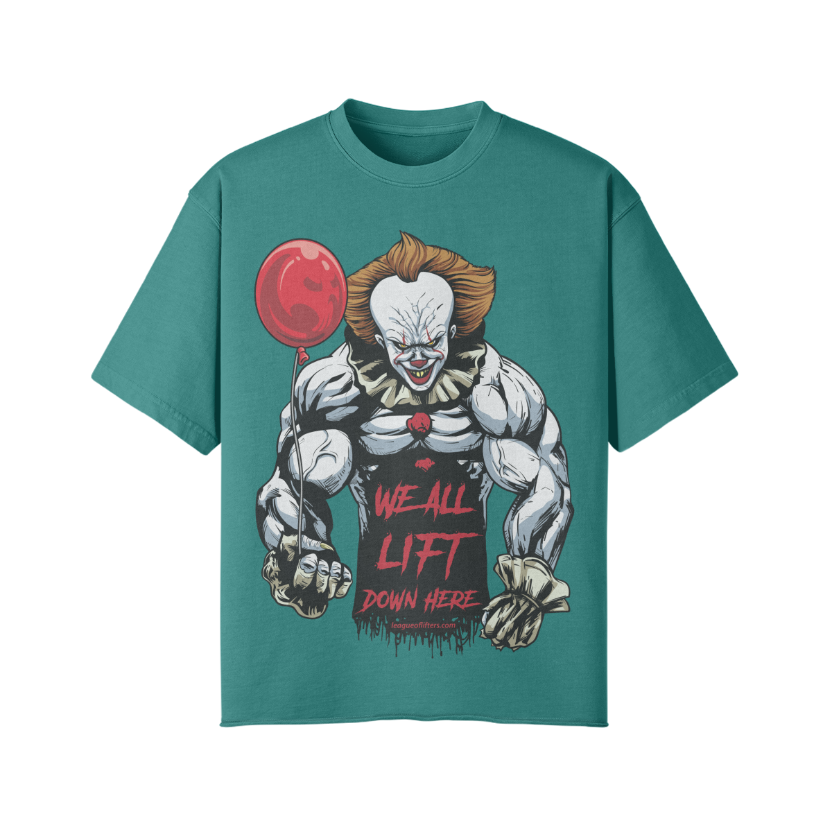 WE ALL LIFT DOWN HERE (BALLOON)- Pump Top-Vintage Green-League of Lifters