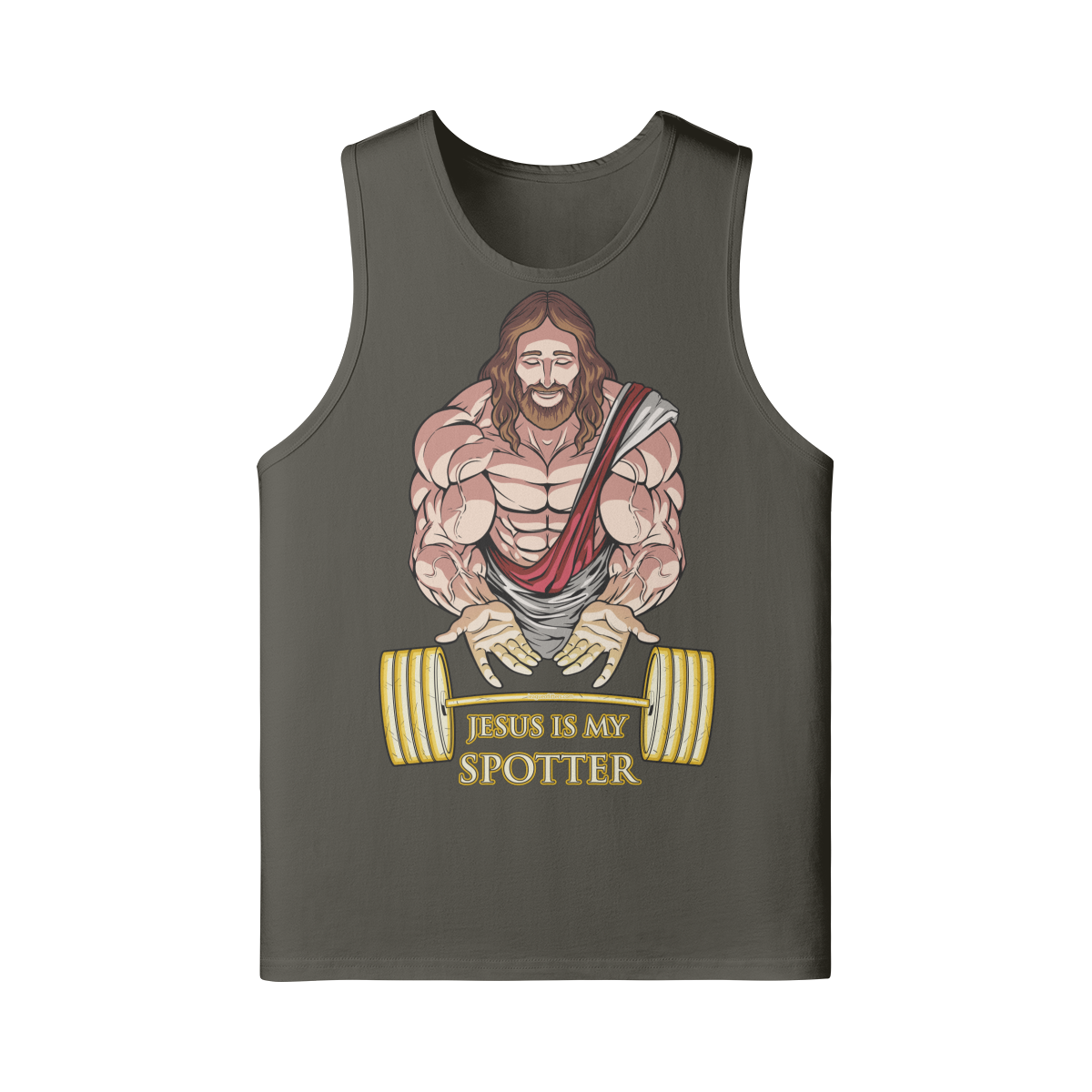 JESUS IS MY SPOTTER- Tank Top-Charcoal Grey-League of Lifters