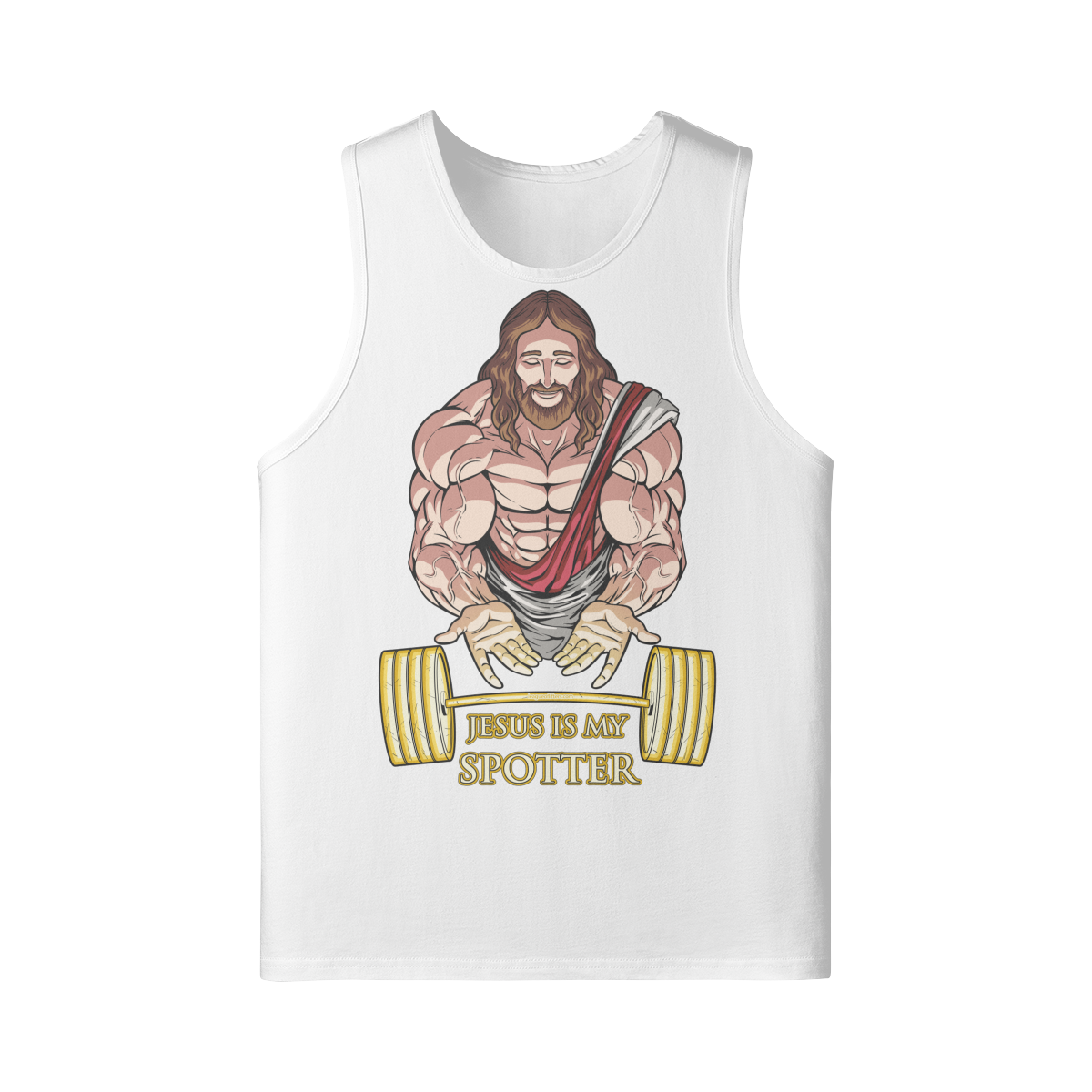JESUS IS MY SPOTTER- Tank Top-White-League of Lifters