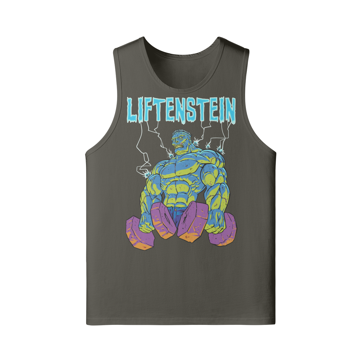 LIFTENSTEIN- Tank Top-Charcoal Grey-League of Lifters