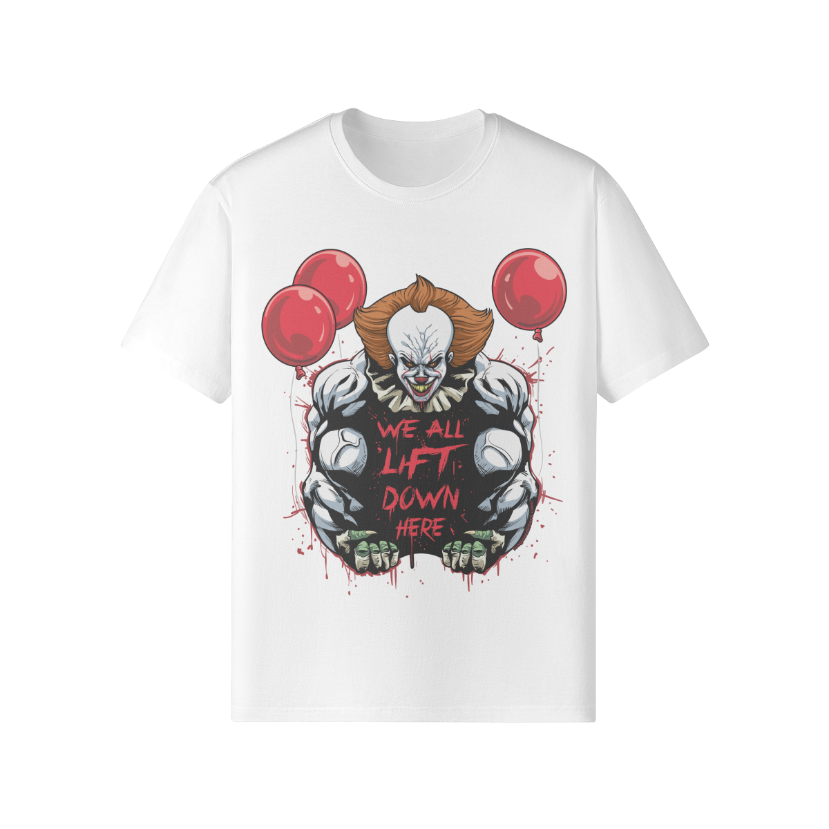 WE ALL LIFT DOWN HERE (CLASSIC BALLOONS)- Classic T-Shirt-White-League of Lifters