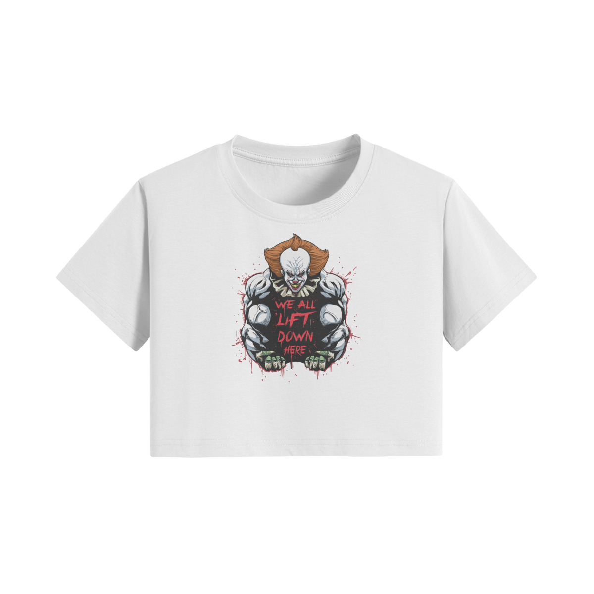 WE ALL LIFT DOWN HERE (CLASSIC)- Womens Crop Top-White-League of Lifters