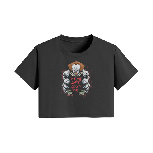 WE ALL LIFT DOWN HERE (CLASSIC)- Womens Crop Top-Black-League of Lifters