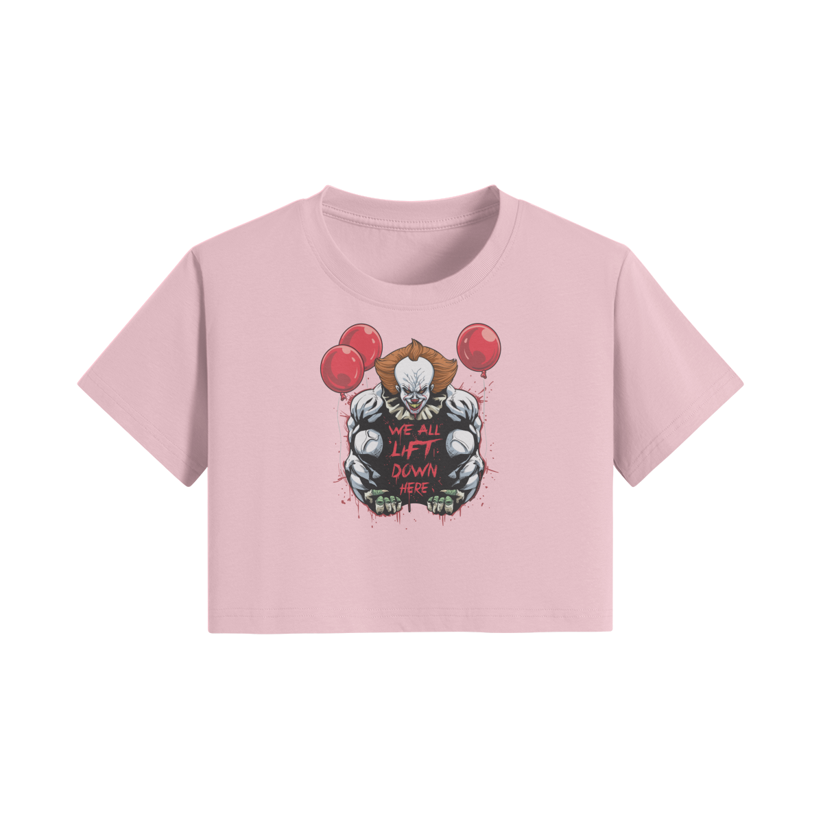 WE ALL LIFT DOWN HERE (CLASSIC BALLOONS)- Womens Crop Top-Pink-League of Lifters