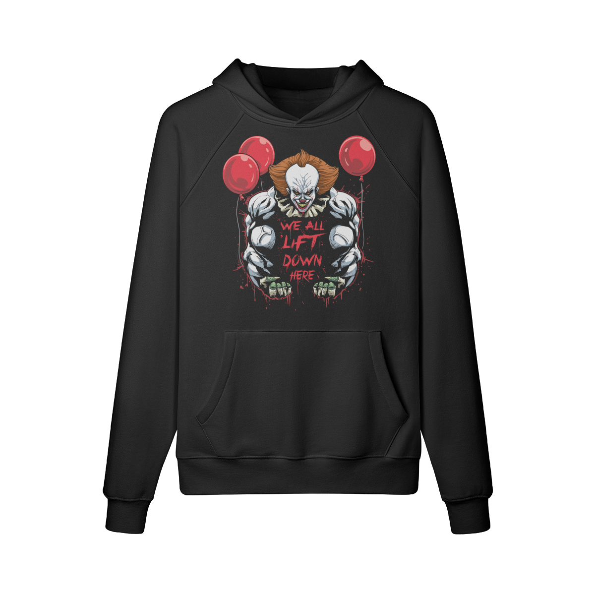WE ALL LIFT DOWN HERE (CLASSIC BALLOONS)- Hoodie-Black-League of Lifters