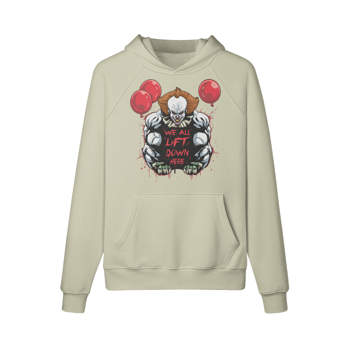 WE ALL LIFT DOWN HERE (CLASSIC BALLOONS)- Hoodie-Camel-League of Lifters