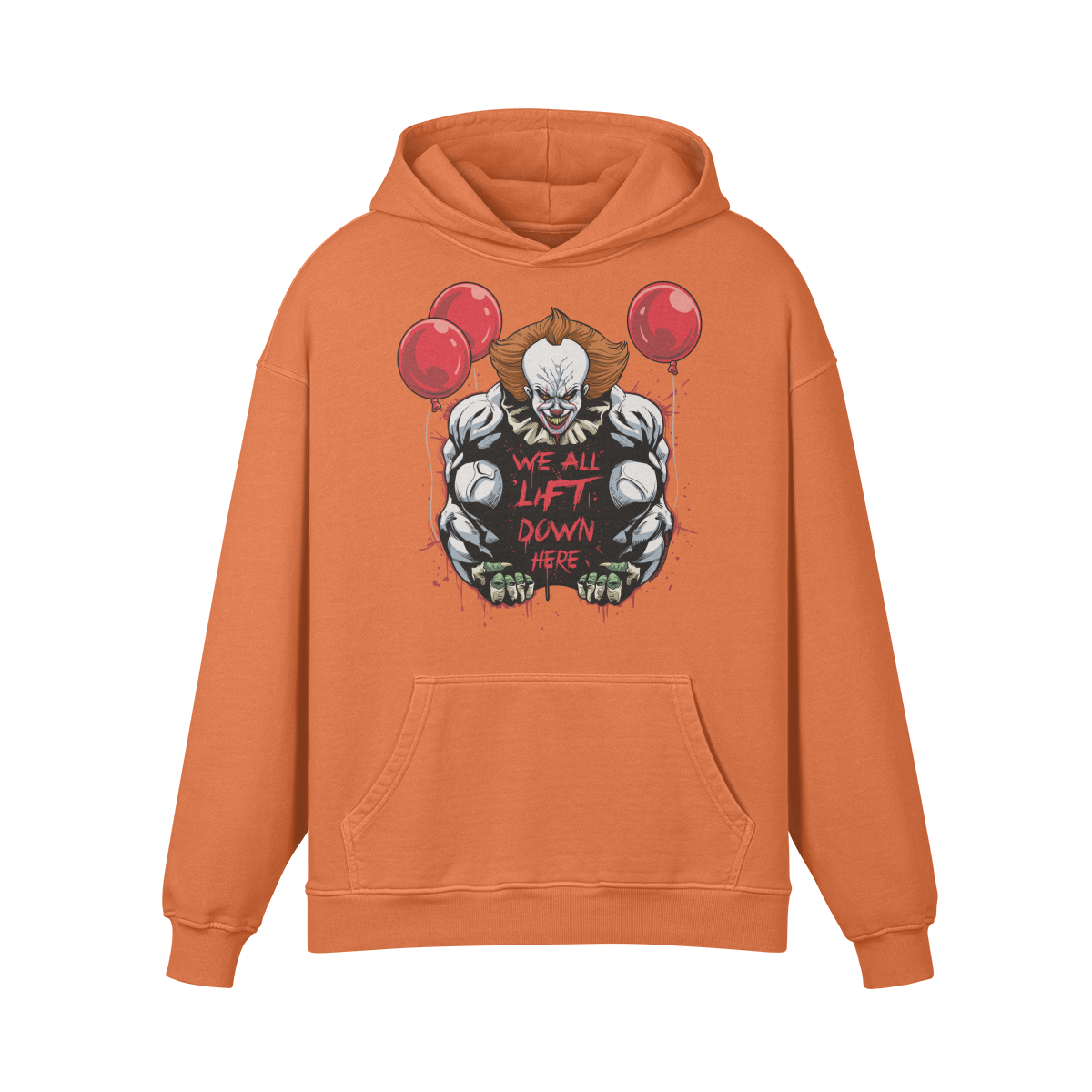 WE ALL LIFT DOWN HERE (CLASSIC BALLOONS)- Oversized Hoodie-Copper Red-League of Lifters